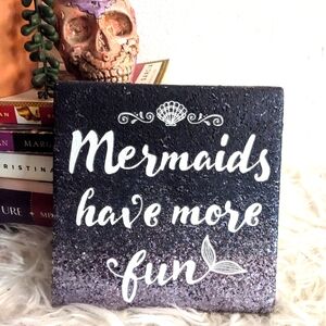 Purple Ombre Glitter Wall Accent Art "Mermaids Have More Fun" Canvas Small